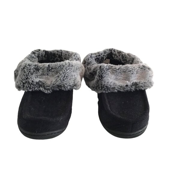 CARTER CLUB -WOMENS BLACK/GREY FAUX FUR SLIPPER SANDALS SIZE 9 - Picture 3 of 7